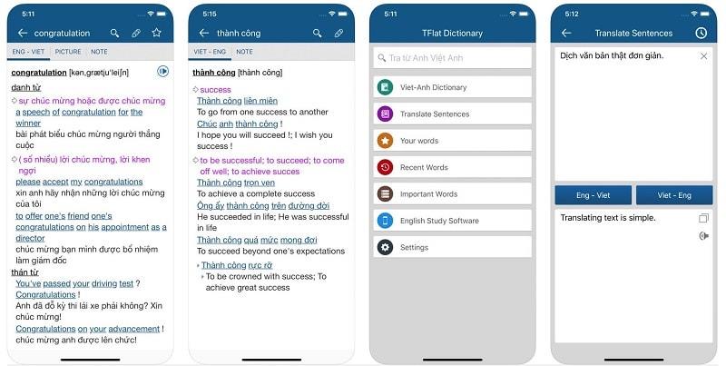 Phần mềm tự học Tiếng Anh Tflat được biết đến như một cuốn từ điển đa năng