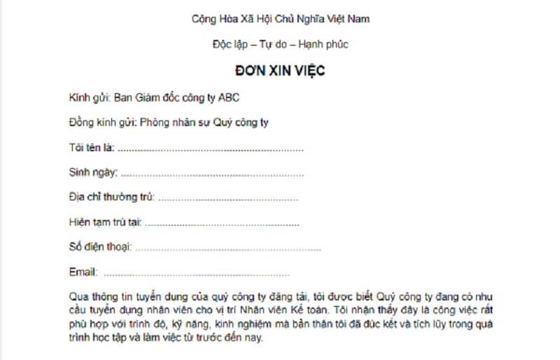 Tạo đơn xin việc bằng cách viết tay hoặc đánh máy