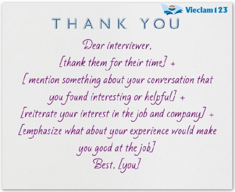 Thư cảm ơn sau phỏng vấn Thư cảm ơn sau phỏng vấn