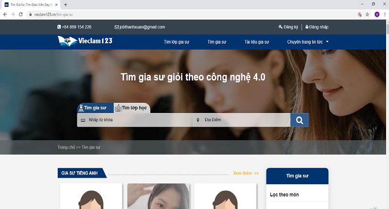 Hướng dẫn tìm thuê gia sư nhanh nhất tại Vieclam123.vn