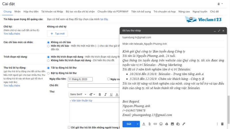 viết email xin việc viết email xin việc