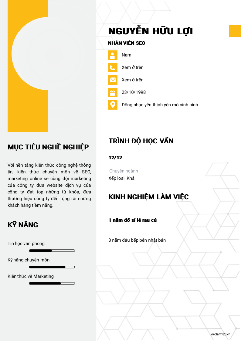 ảnh cv