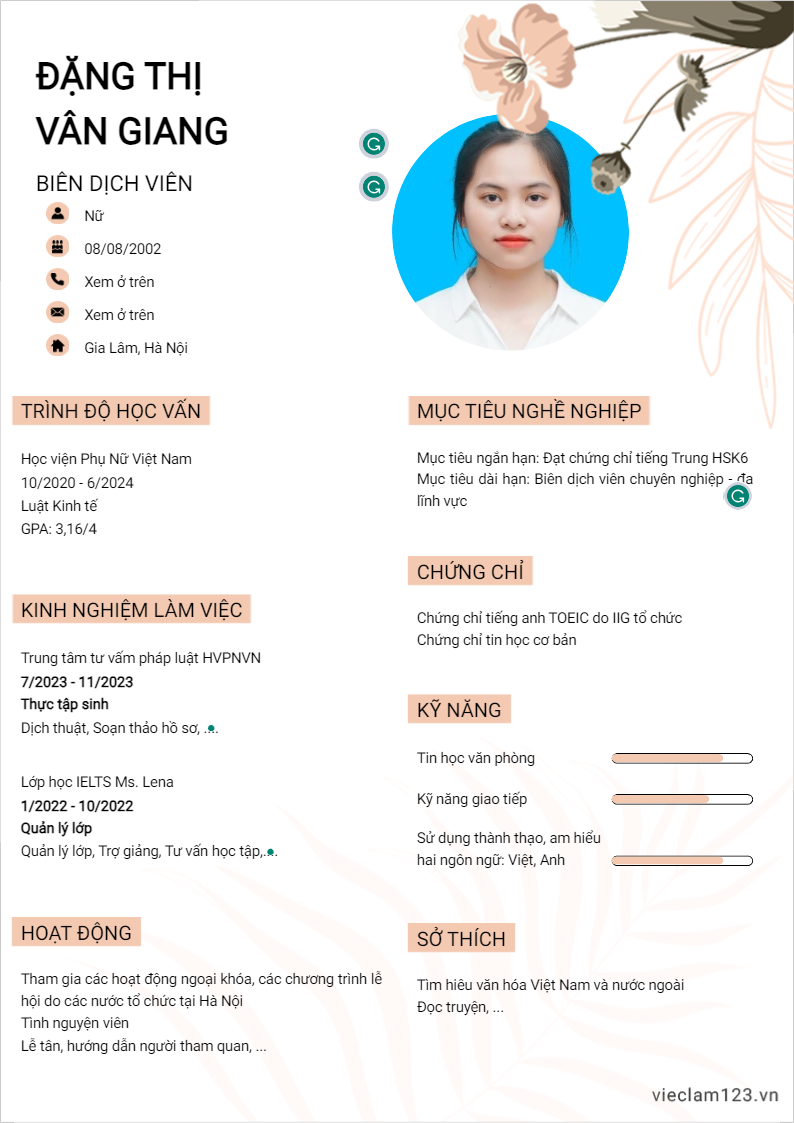 ảnh cv