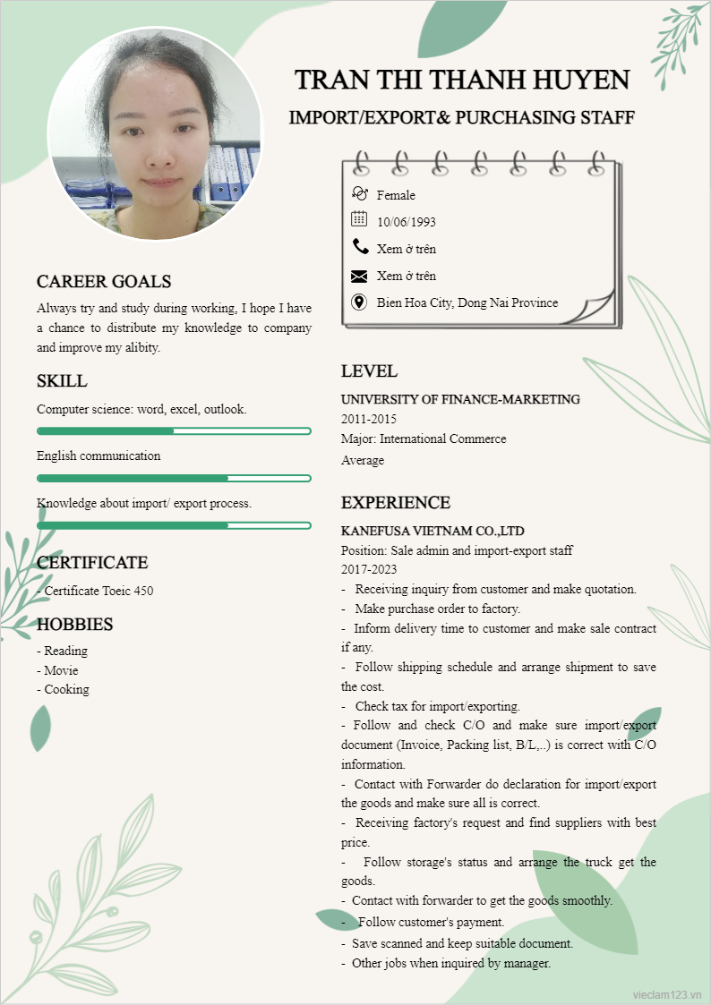 ảnh cv