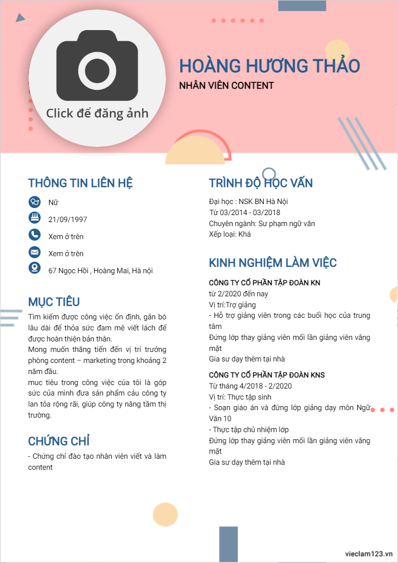 ảnh cv