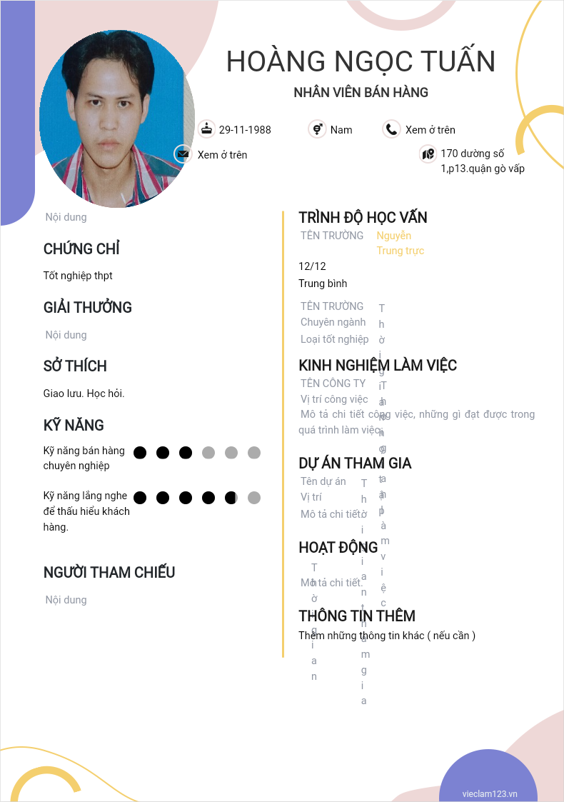 ảnh cv