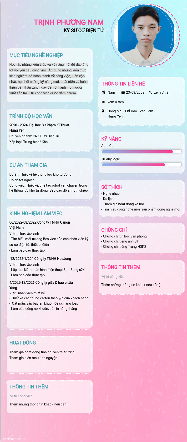 ảnh cv