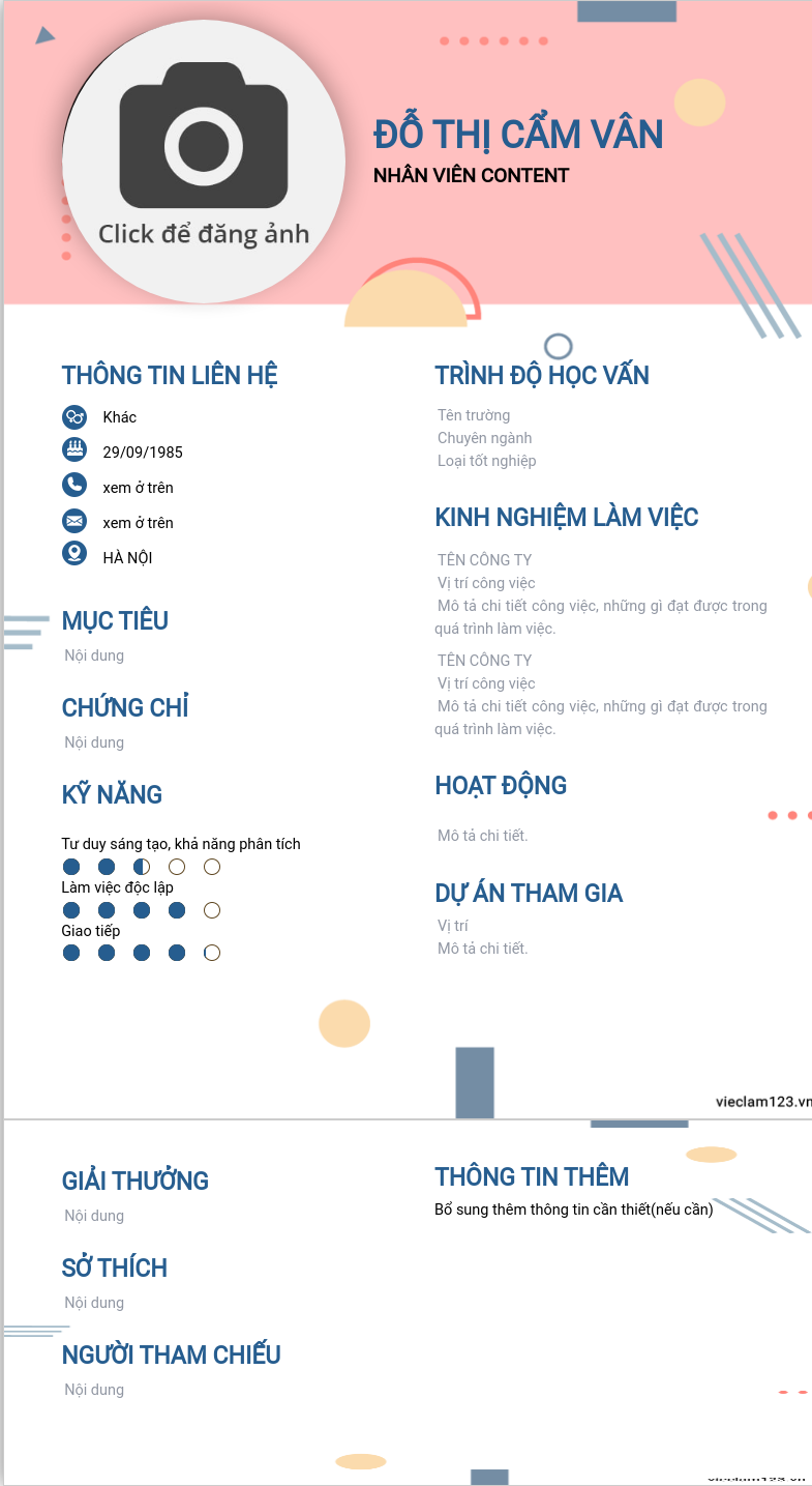 ảnh cv