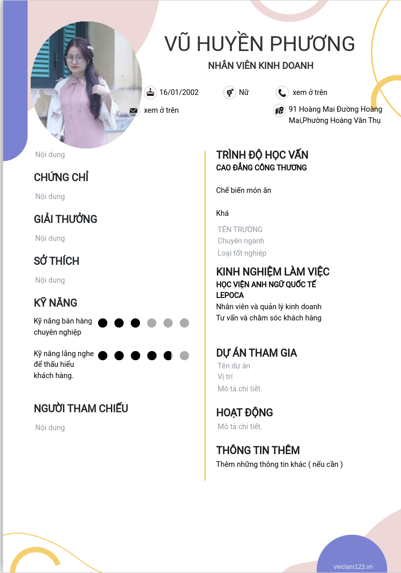 ảnh cv