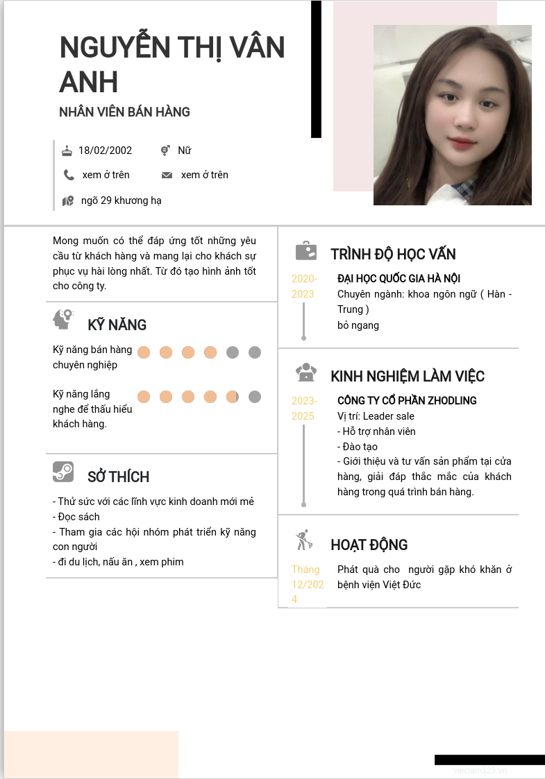 ảnh cv