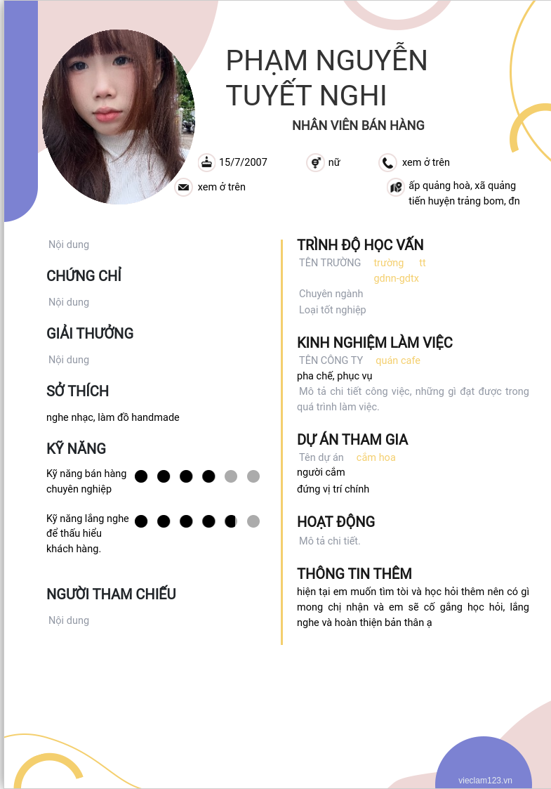ảnh cv