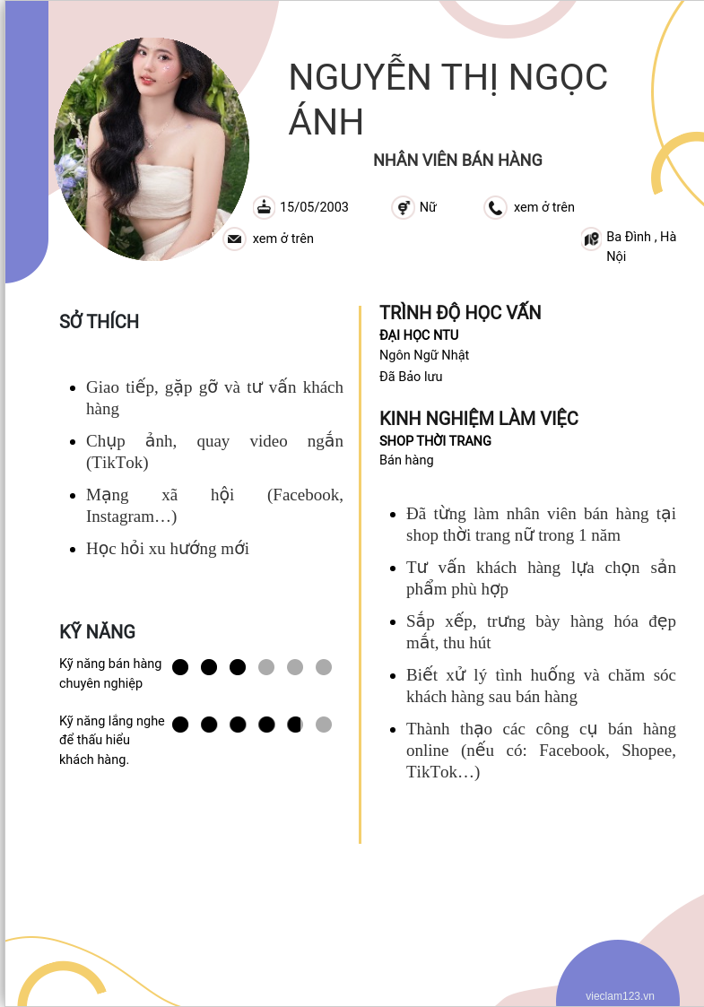 ảnh cv
