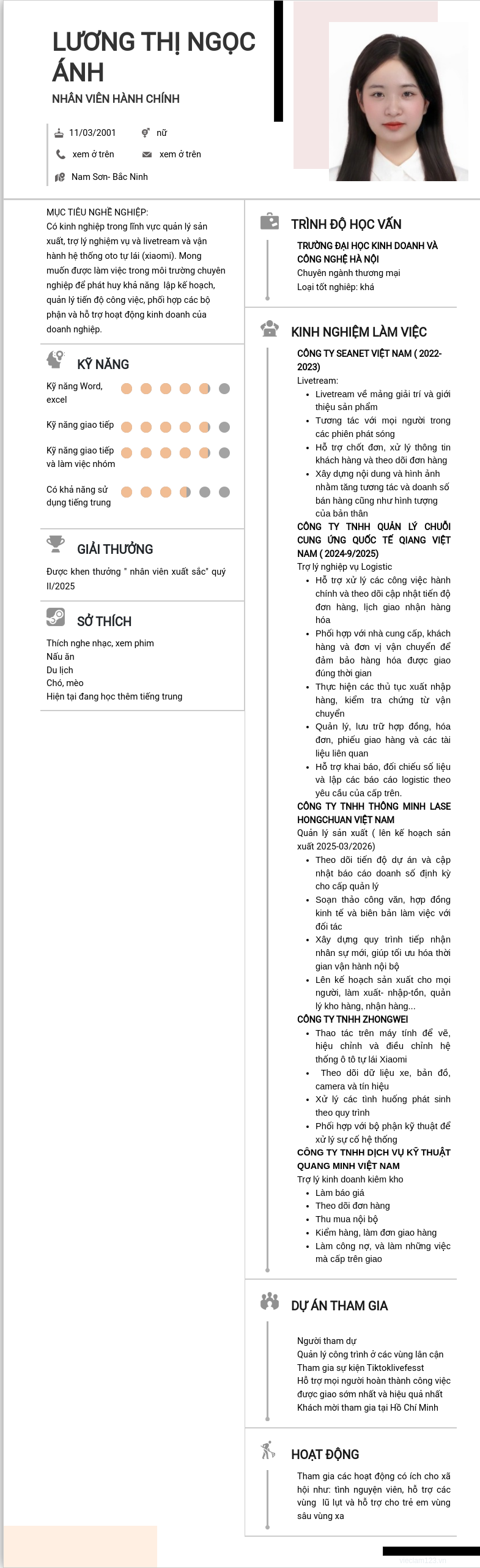 ảnh cv