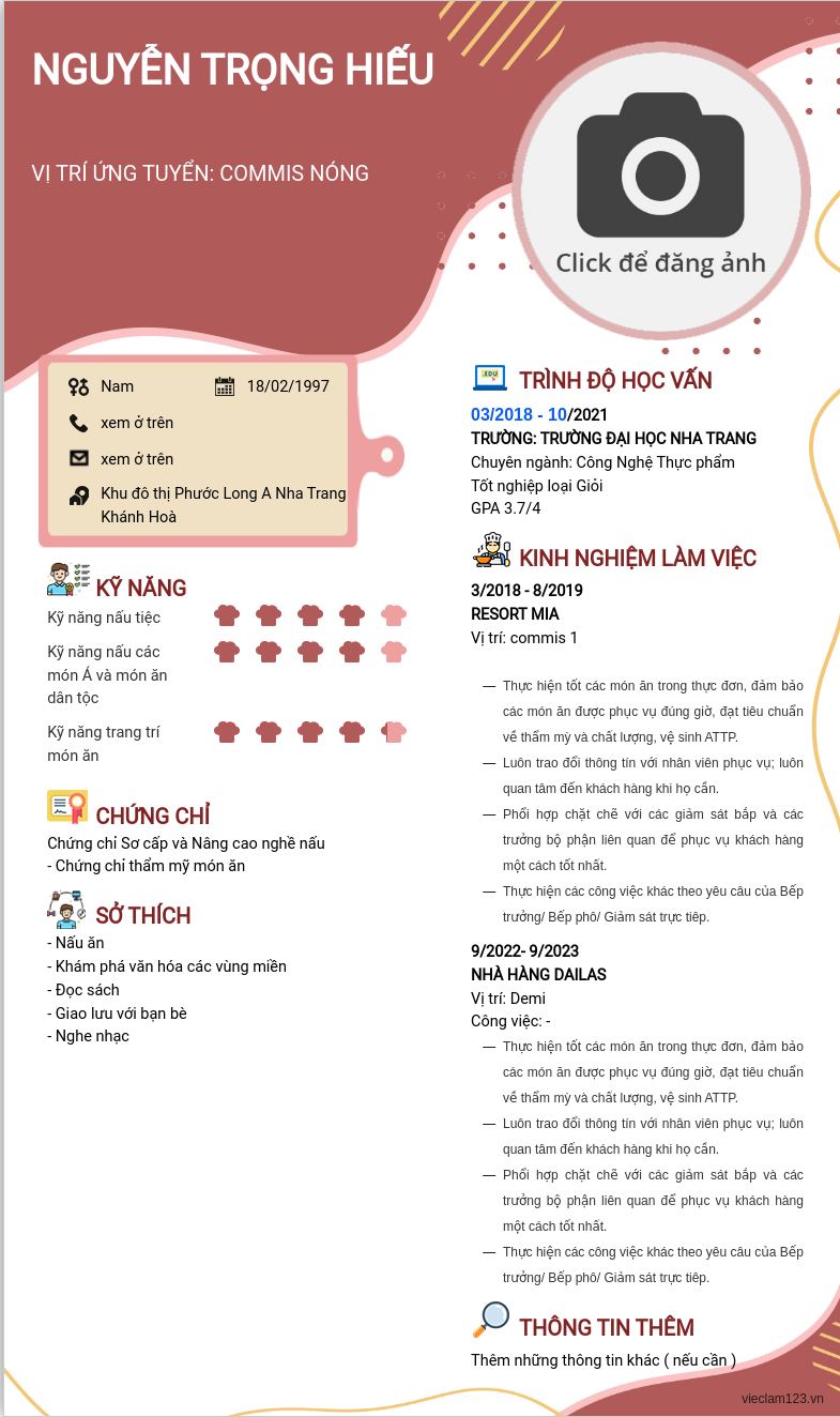 ảnh cv