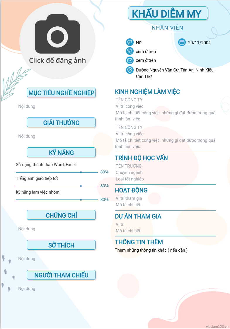 ảnh cv