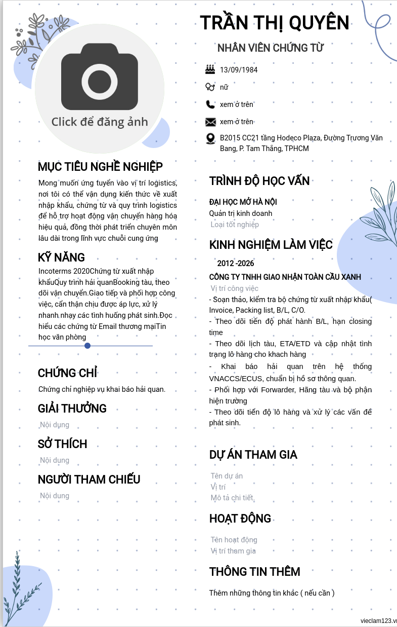 ảnh cv
