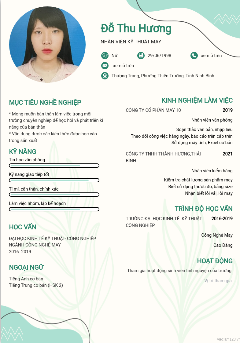 ảnh cv
