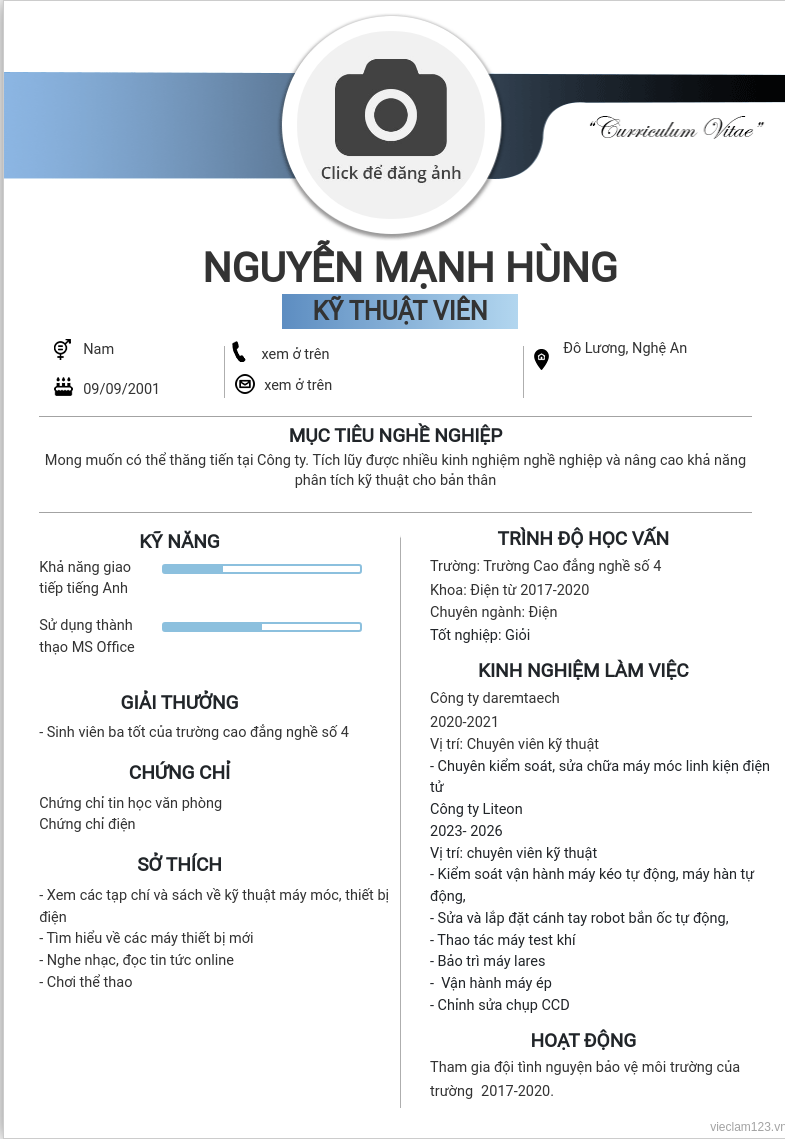 ảnh cv