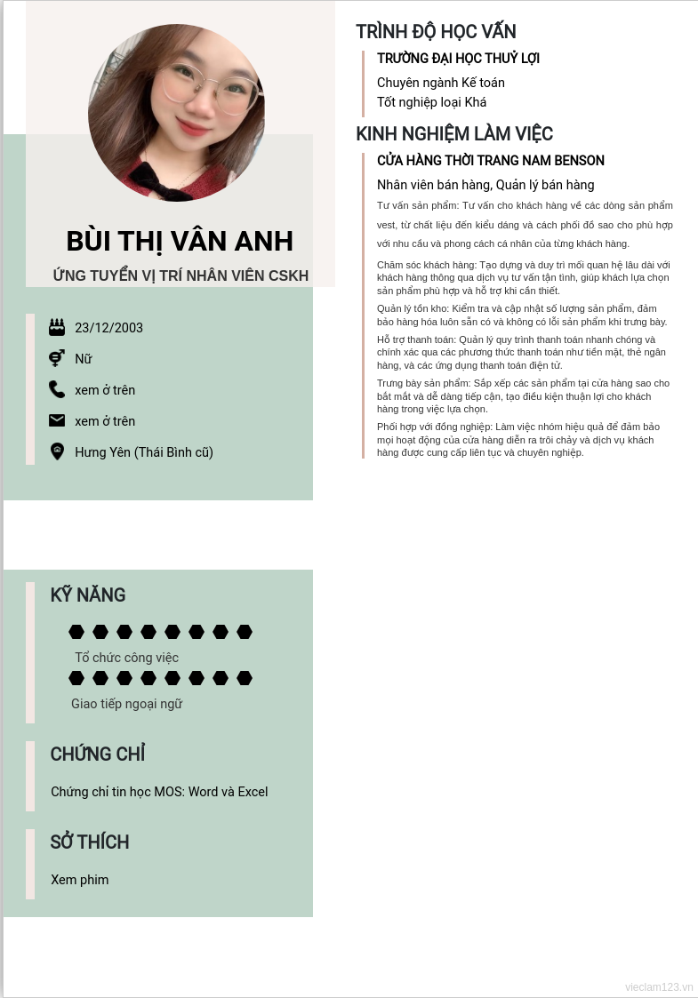 ảnh cv