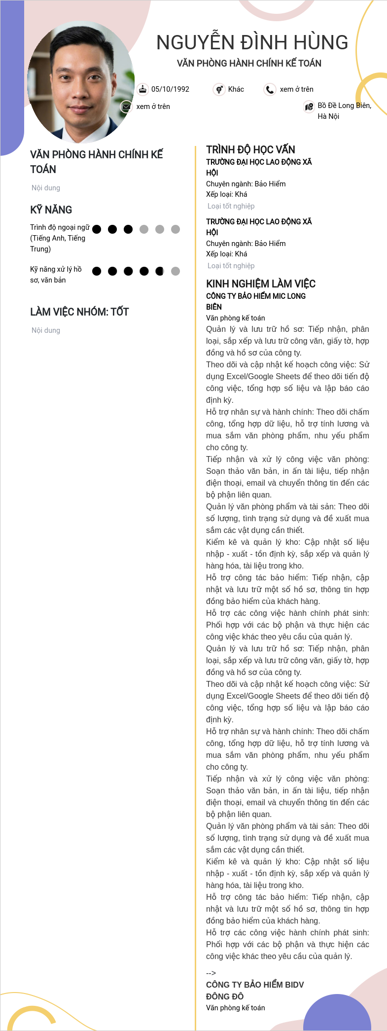 ảnh cv