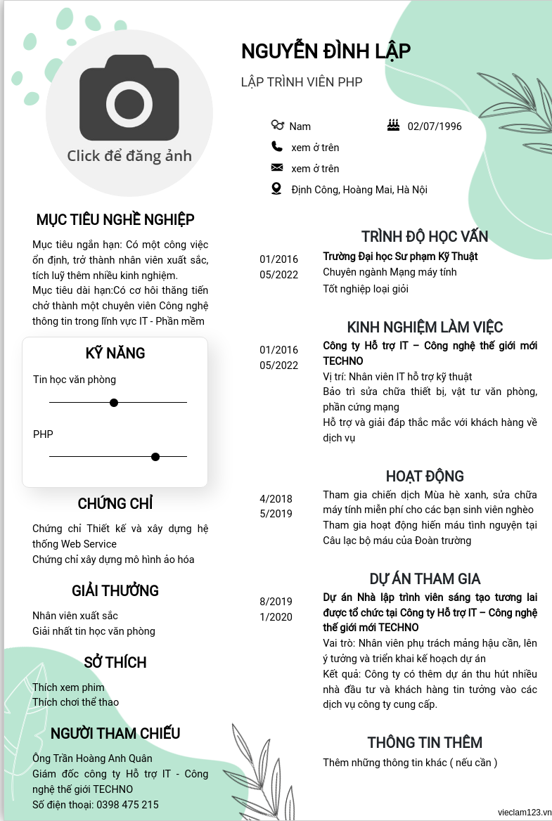 ảnh cv