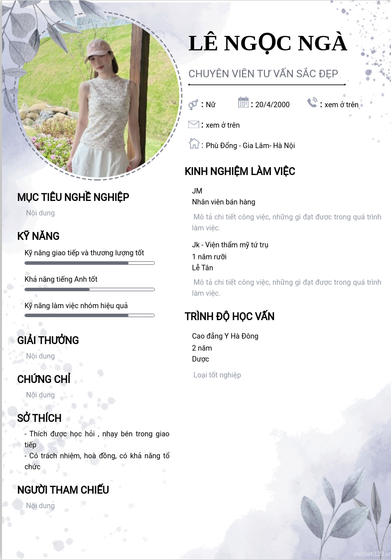 ảnh cv