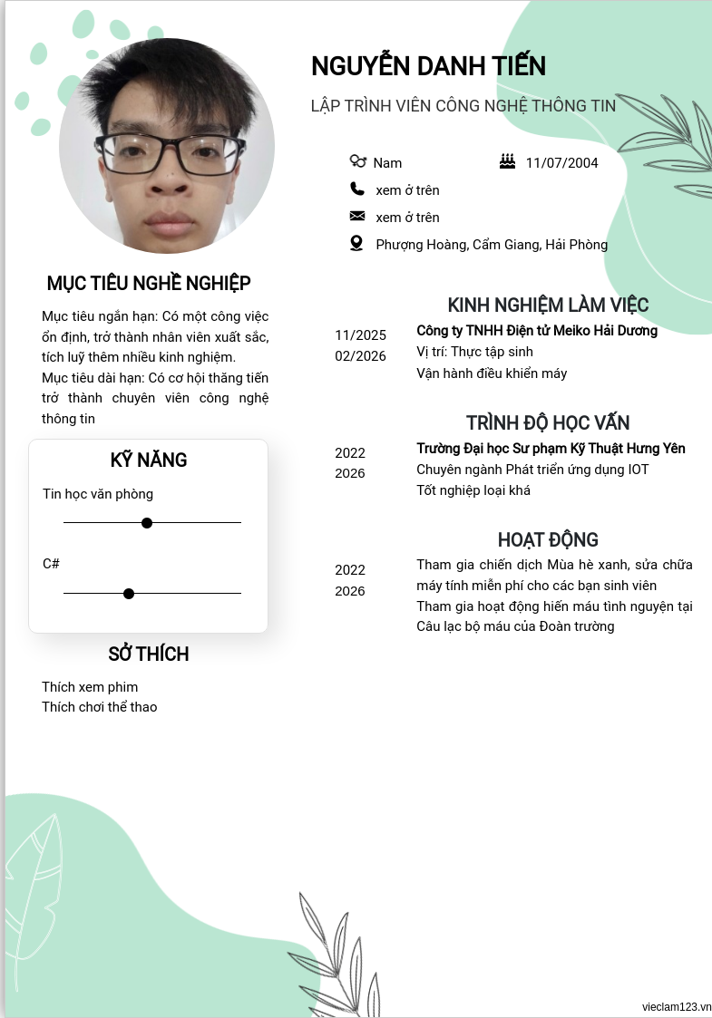 ảnh cv