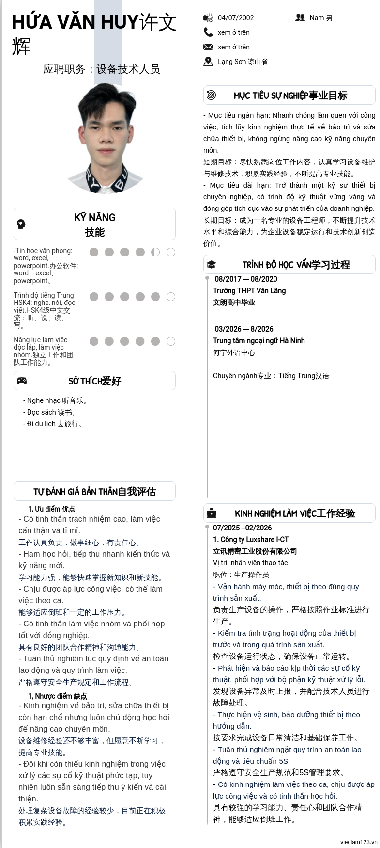 ảnh cv