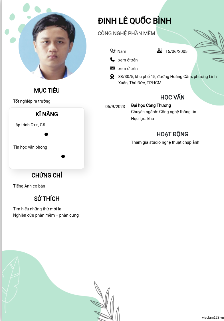 ảnh cv